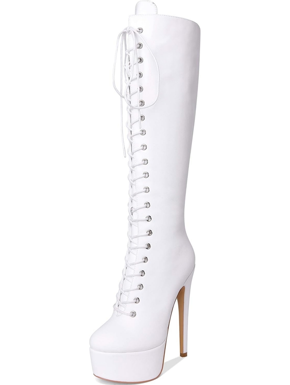 RICHEALNANA | Platform Lace Up Stilletto Knee High Boots